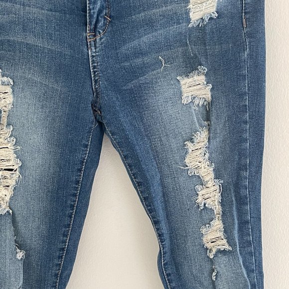 Women's Blue Ripped Jeans - Distressed Denim Pants, 27 - Picture 2 of 3